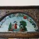 Small antique Empire mirror in gilded wood painted on glass