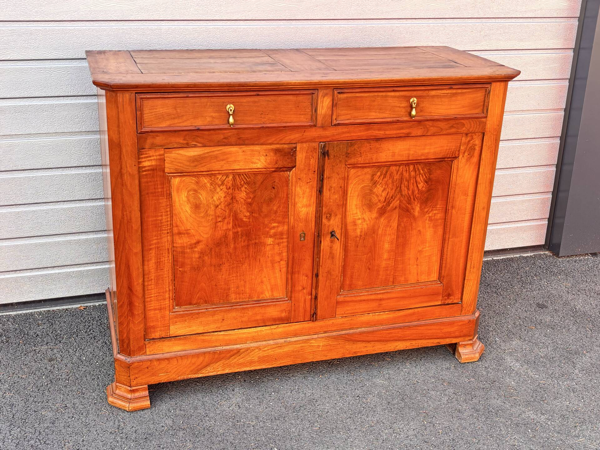 Antique solid wood sideboard – Louis-Philippe style, 2 doors & 2 drawers