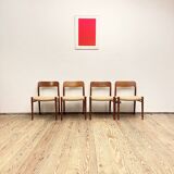 4 Danish Mid-Century Teak Dining Chairs #75, Niels O. Møller for J. L. Moller