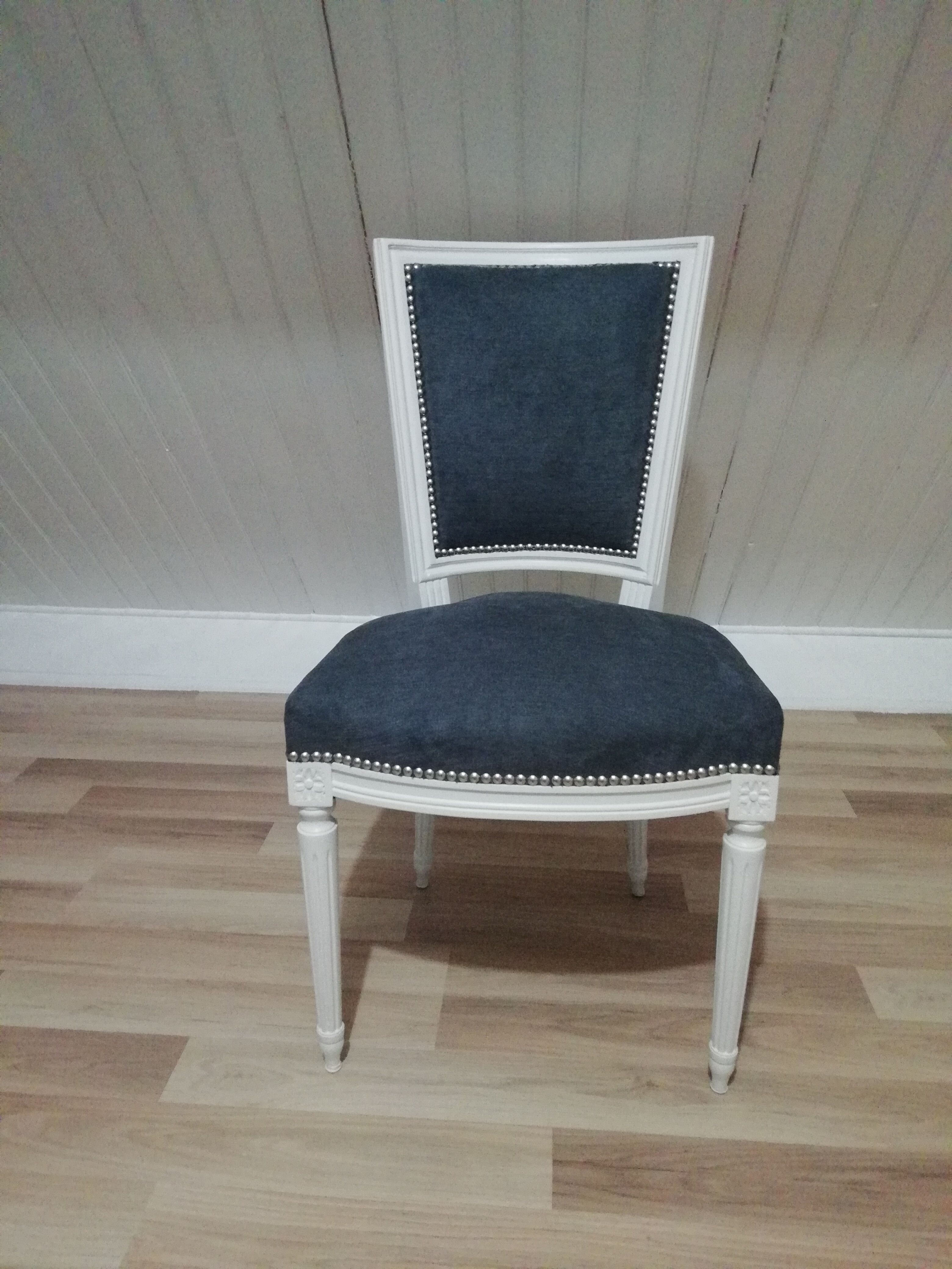 Fully restored grey Louis XVI style chairs