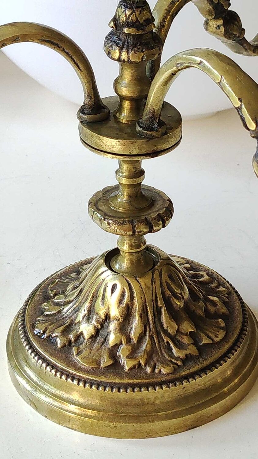 Chandelier 3 arms bronze old gold patinated