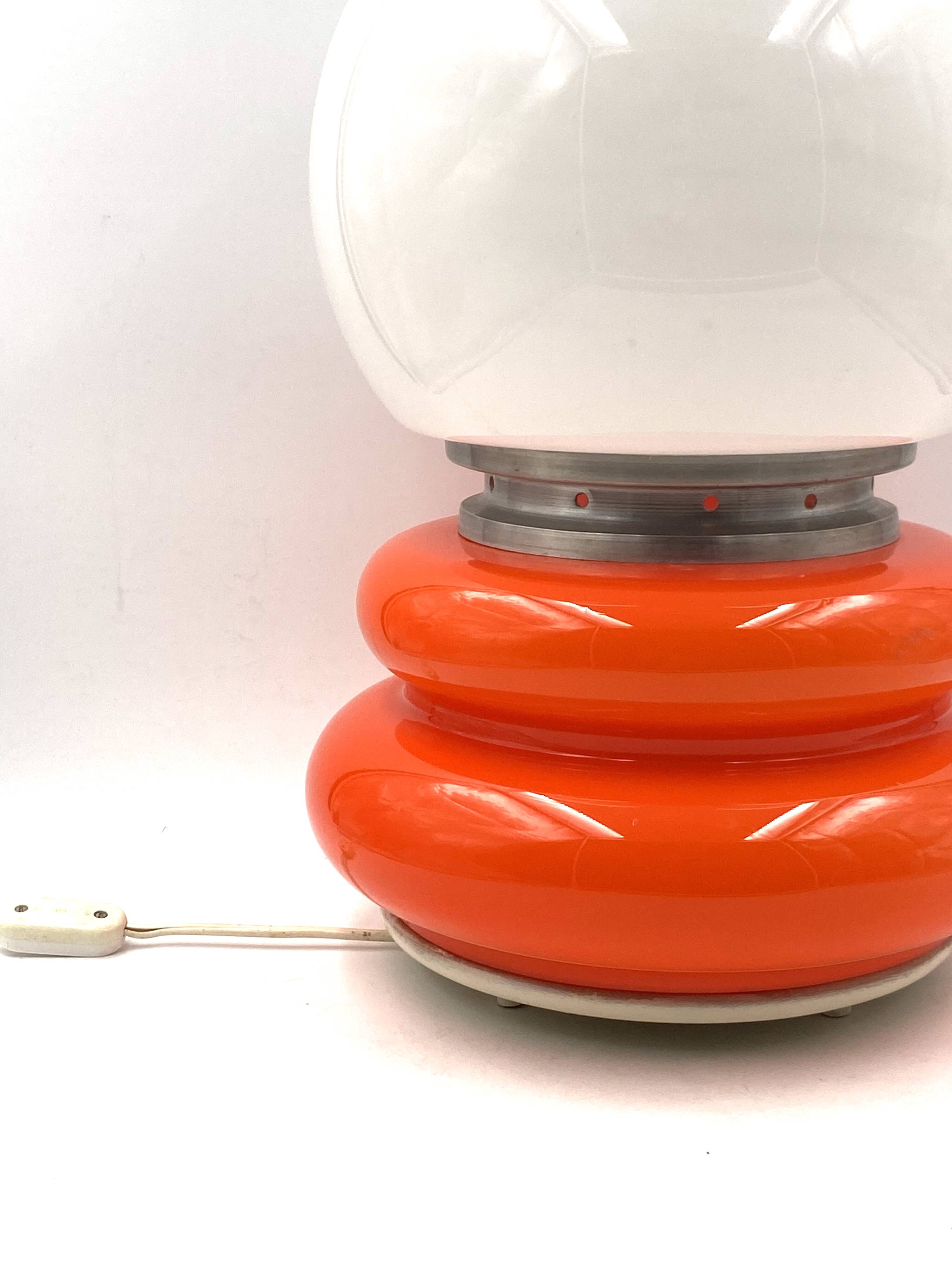 Space Age Orange Murano glass table lamp, AV Mazzega, 1970s