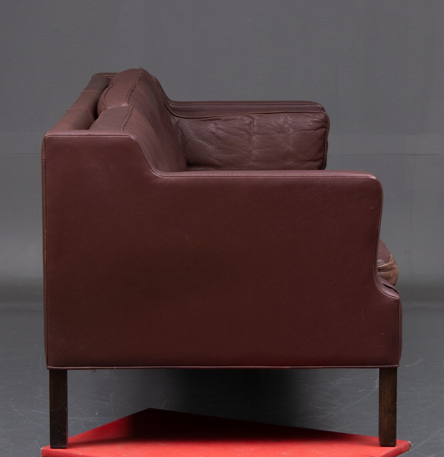 Three-seater leather sofa and one-seater armchair, scandinavian style