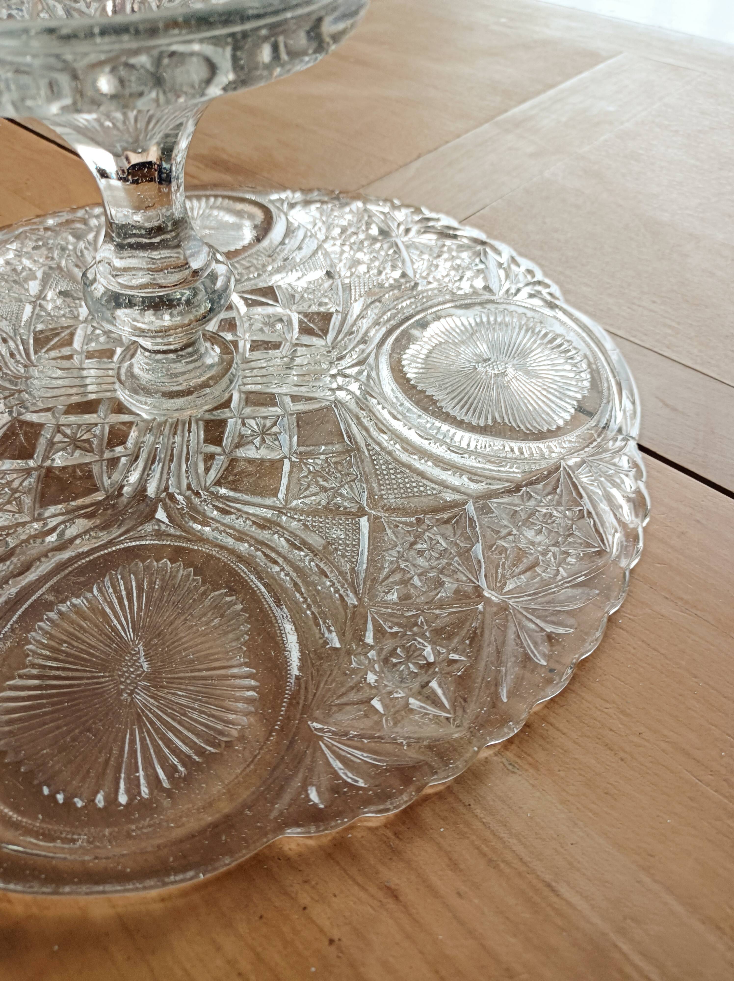 Cut glass cake stand