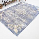 6x8 Faded Blue Oriental Vintage Rug, 194x258Cm