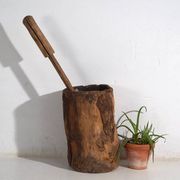 Grand mortier et pilon anciens de style wabi-sabi (c.1920) #78