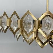 Faceted glass chandelier brass Jaroslav Bejvl Kamenický Šenov 1960s Czechoslovakia