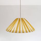 Suspension rayée forme conique "Malala rayée blanc cassé et jaune citron"