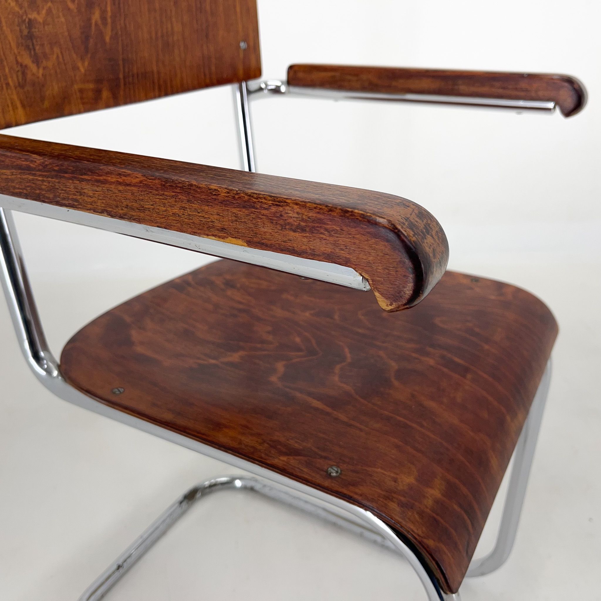 1960's Chrome Tubular Chair with Armrests