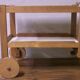 Brutalist Scandinavian bar cart / serving trolley in solid oak, 1950s