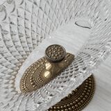 Molded glass bowl with gold metal base