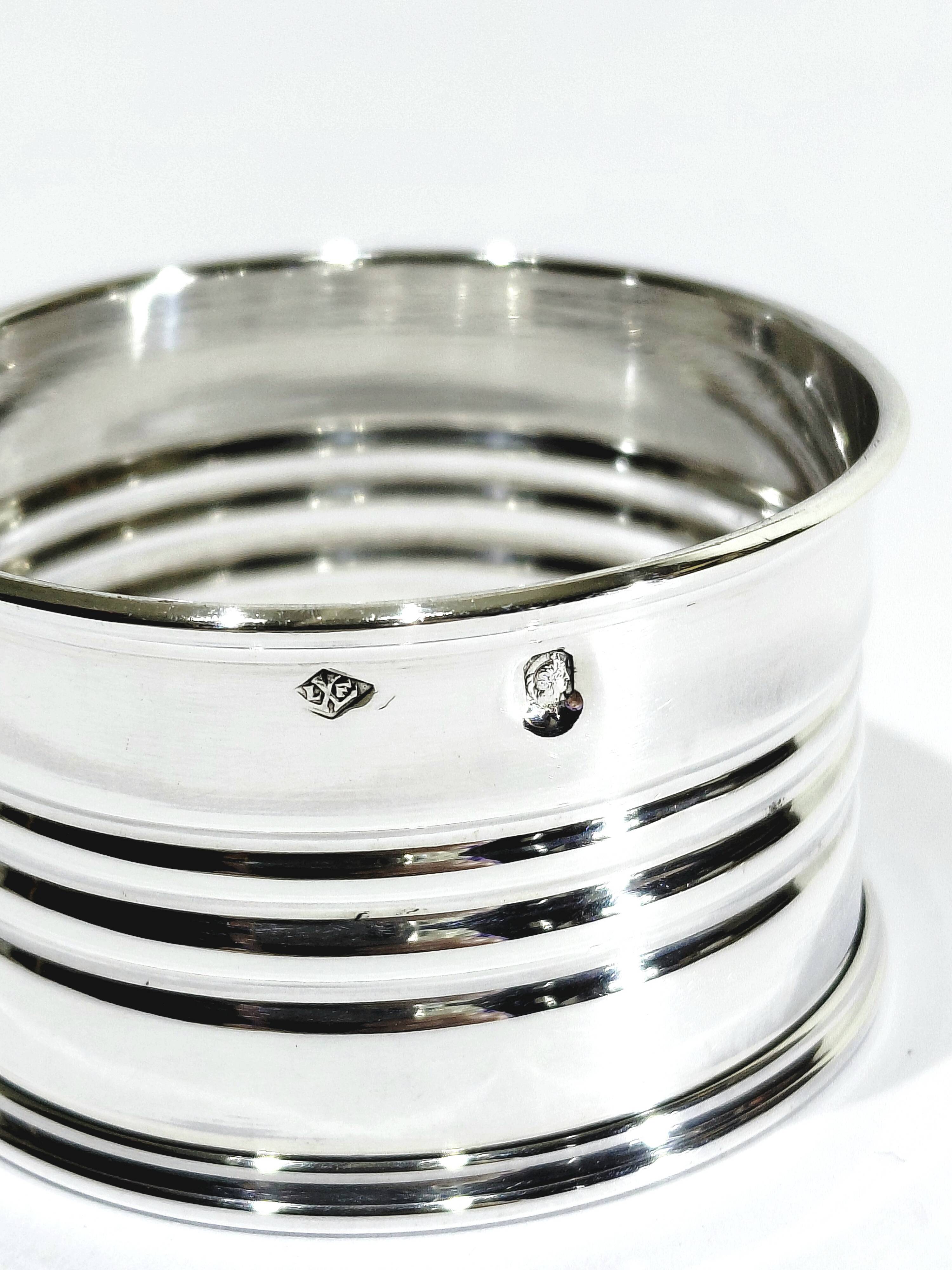 Round Silver Napkin Ring with Striped Decoration