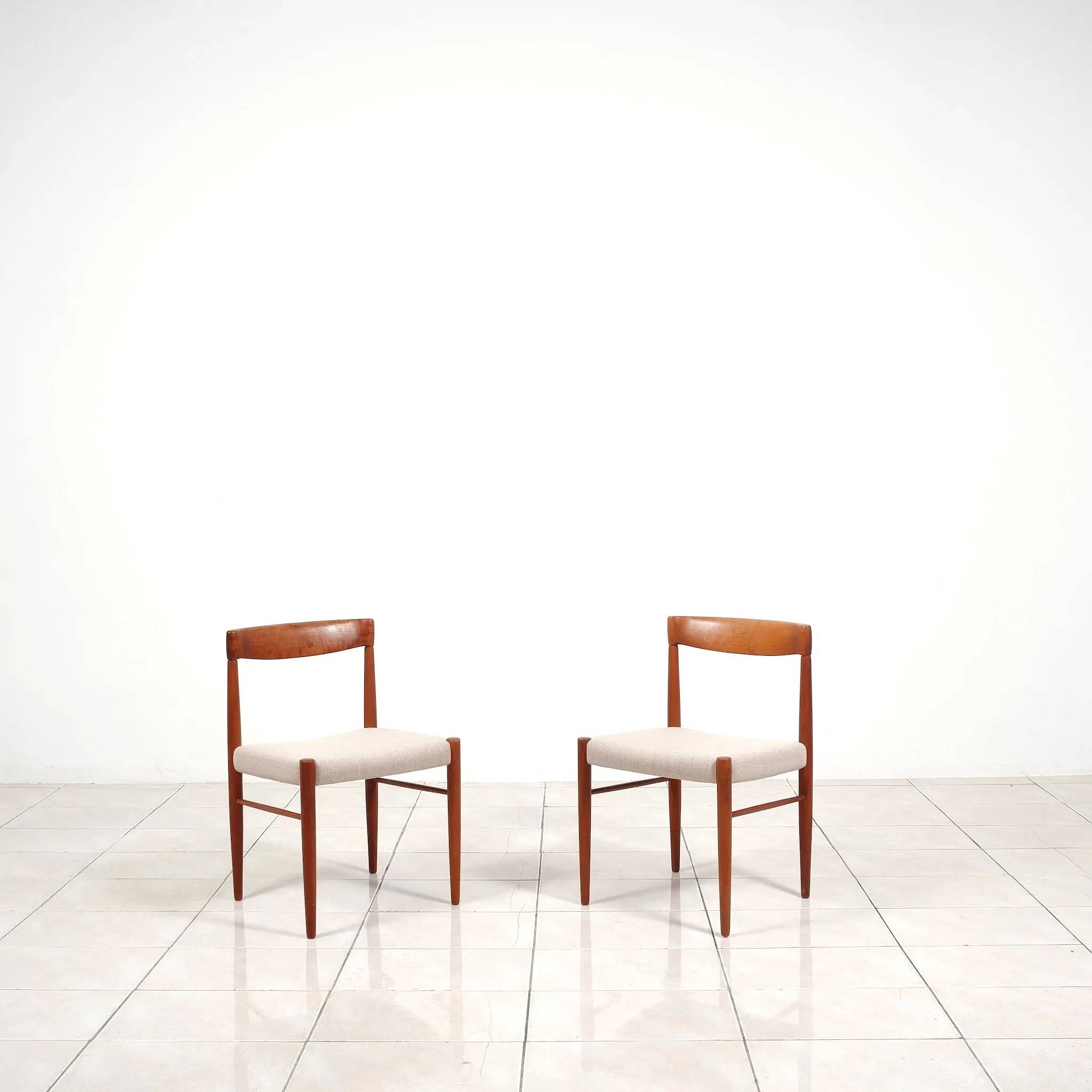 2 chaises de salle à manger en teck par HW Klein pour Bramin Mobler