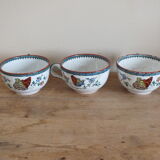 3 cups of English porcelain decorated with butterflies