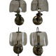 Pair of vintage brass and smoked glass wall lights