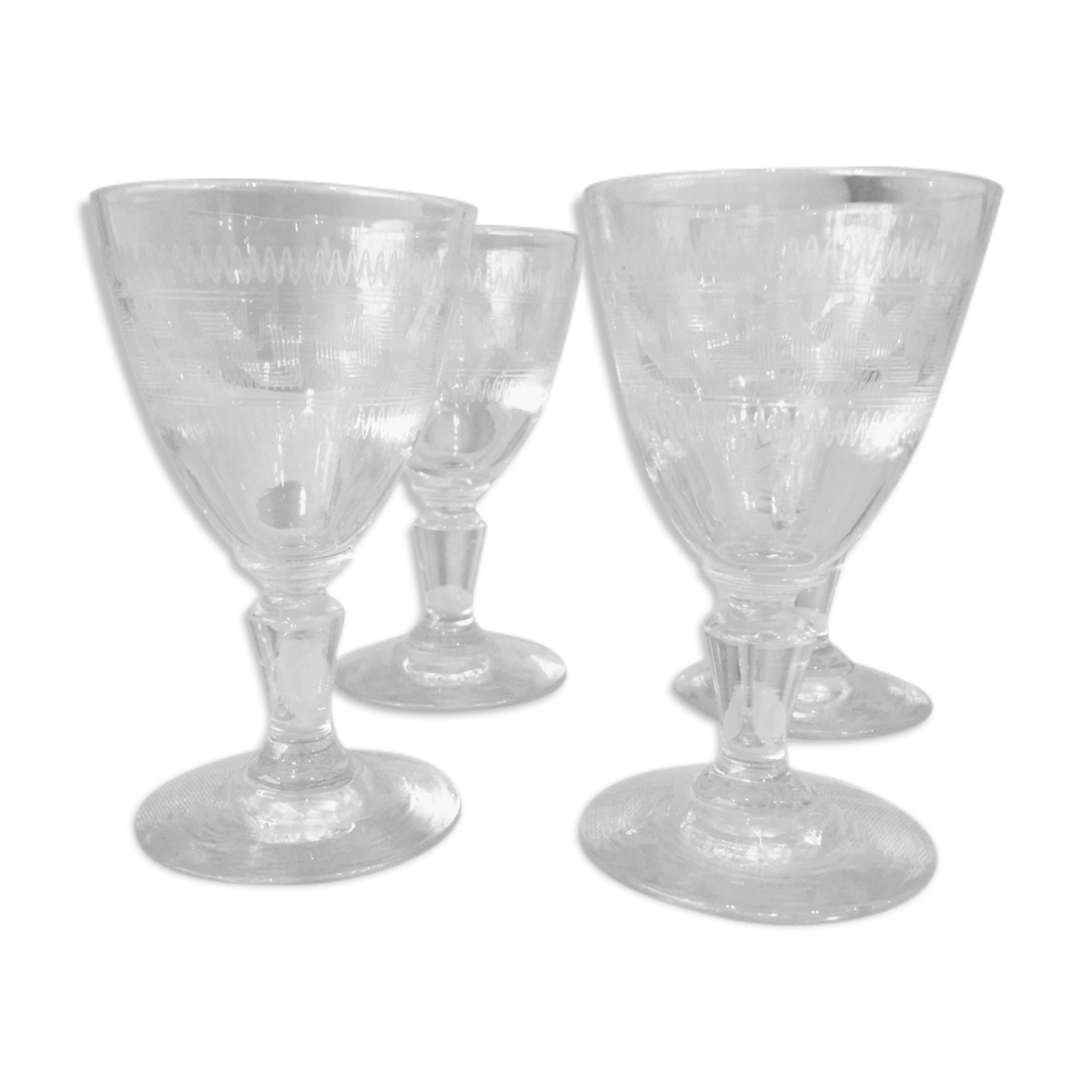 Suite of 4 glasses a port wine cooked in glass shear years 1930