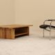 Table basse en orme massif, France, 1980