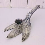 Silver bronze hand candle holder XIXth