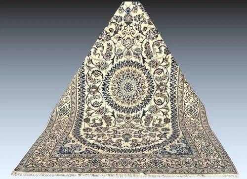 Persian Oriental Carpet NAÏN Wool and Silk: 3.20 X 2.10 Metres "Sardje Gallery"