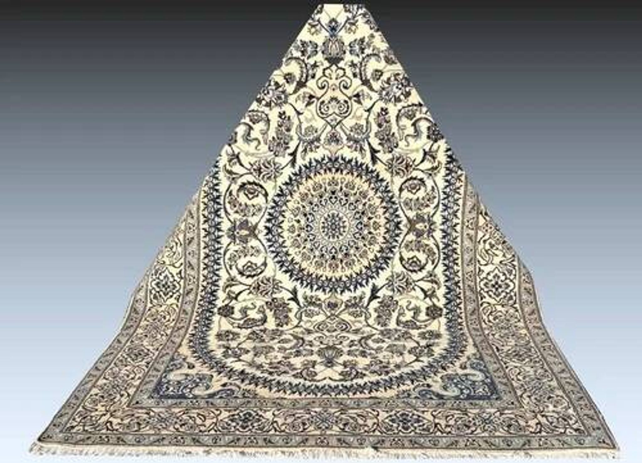 Persian Oriental Carpet NAÏN Wool and Silk: 3.20 X 2.10 Metres "Sardje Gallery"