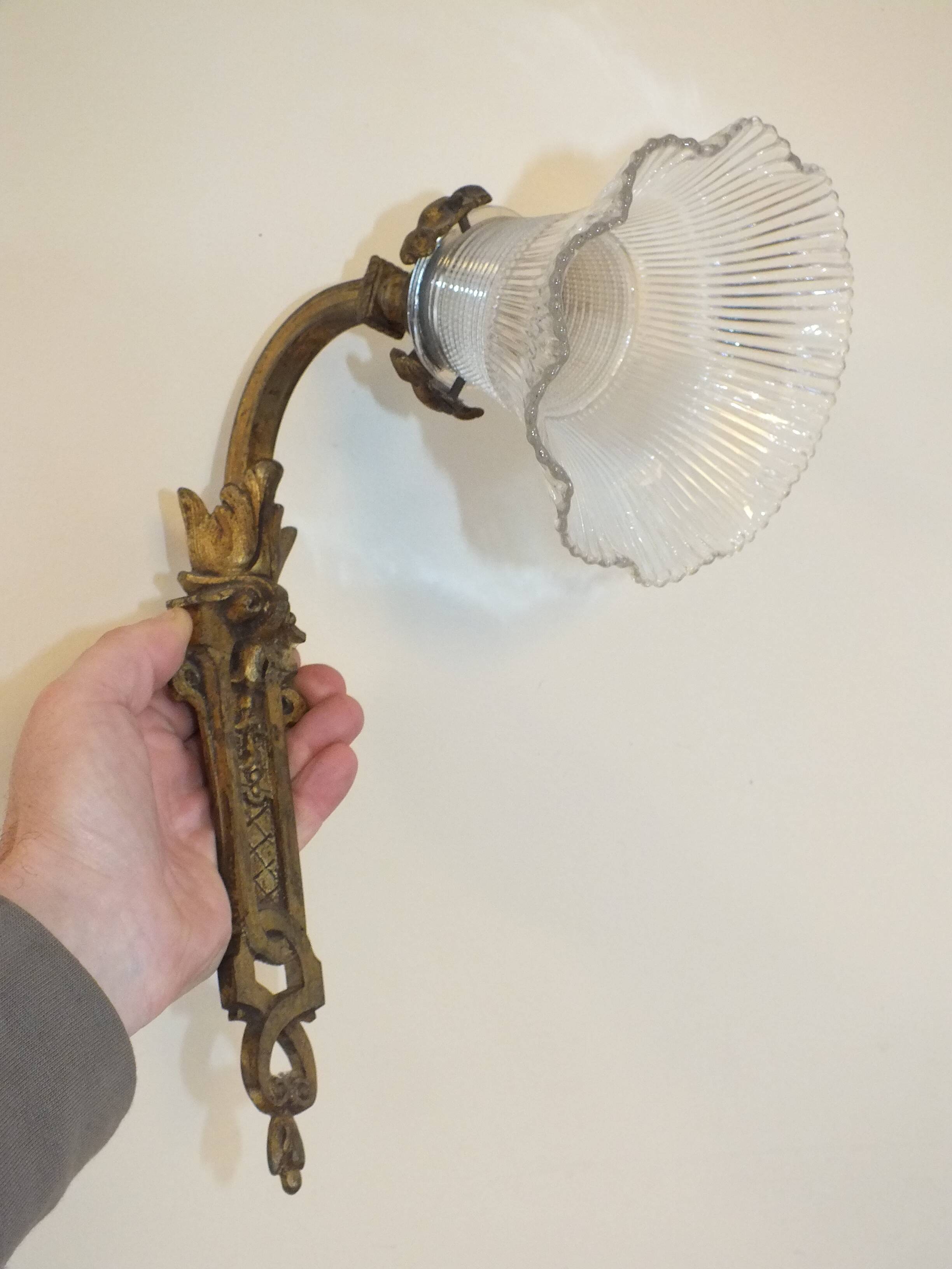 Large old bronze wall light