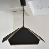 Black flower and gold hanging lamp, 80s