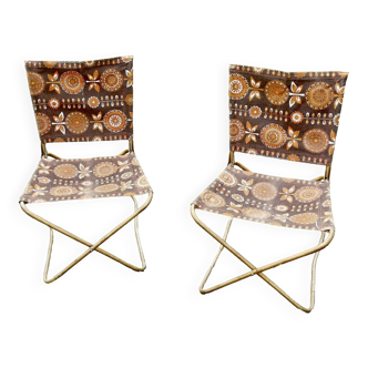 Pair of vintage Chantazur folding chairs from the 1960s - Canvas garden chairs