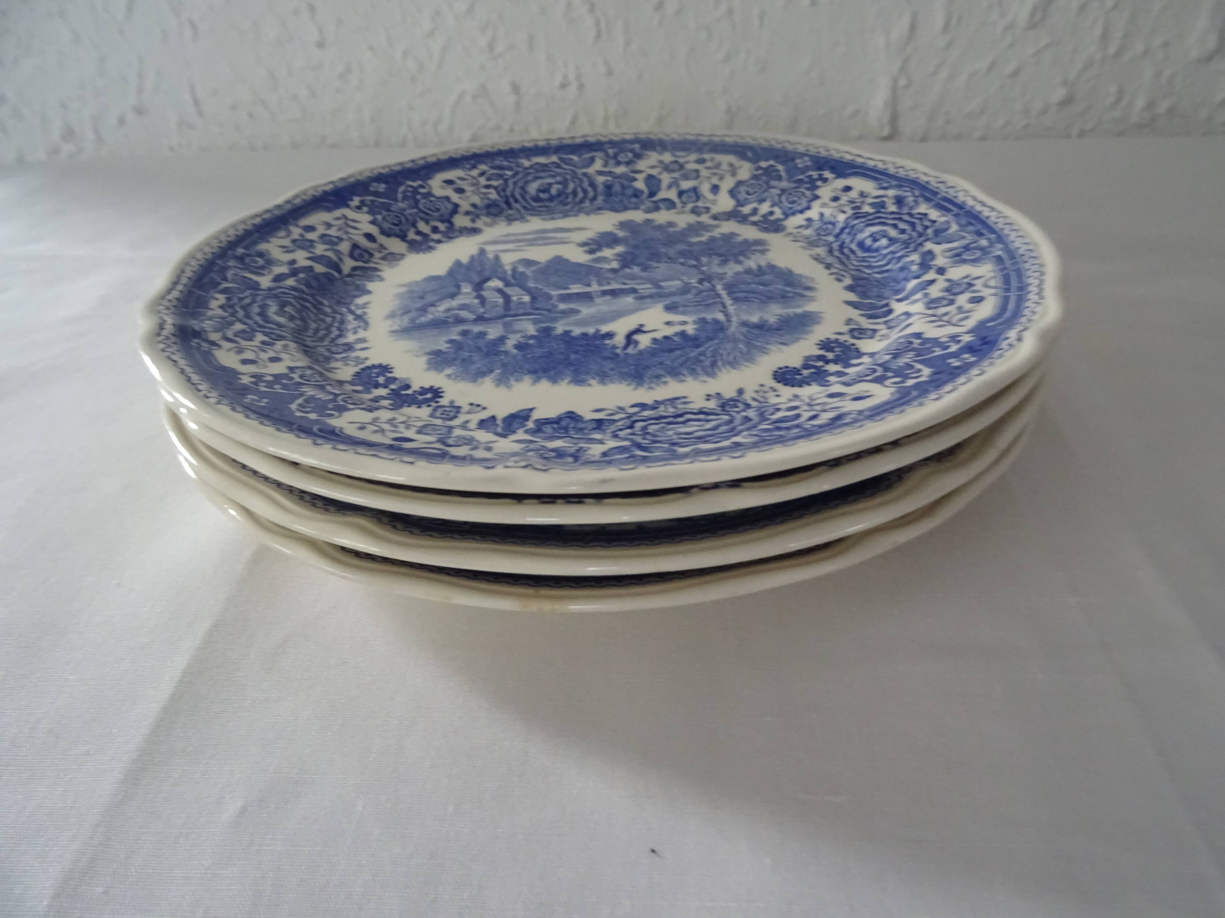 4 plates old faience 506 112 villeroy boch burgenland blue