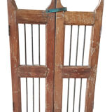 Old Burmese teak gate with openwork wrought iron panels