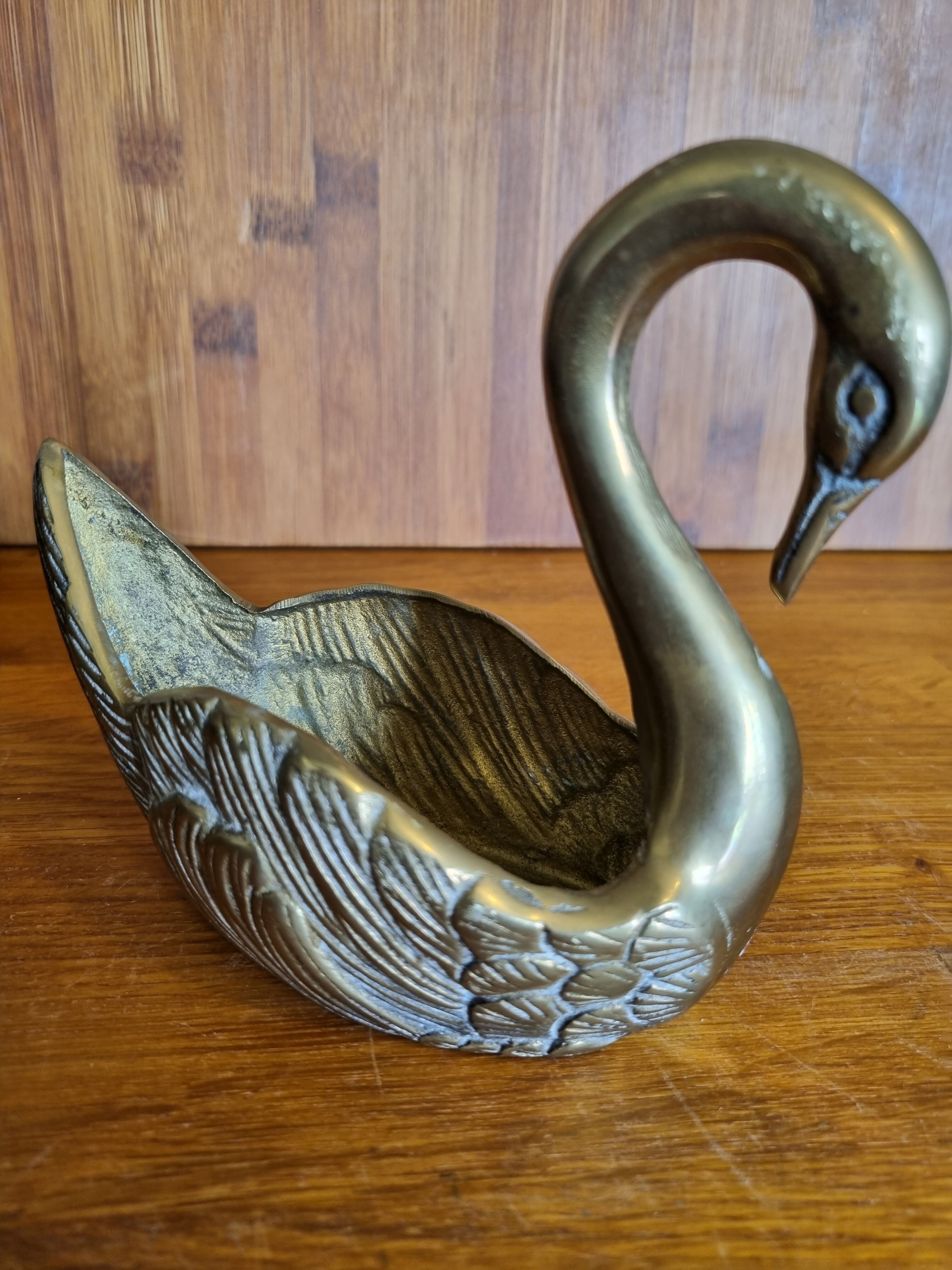 Vide-poches vintage cygne en laiton