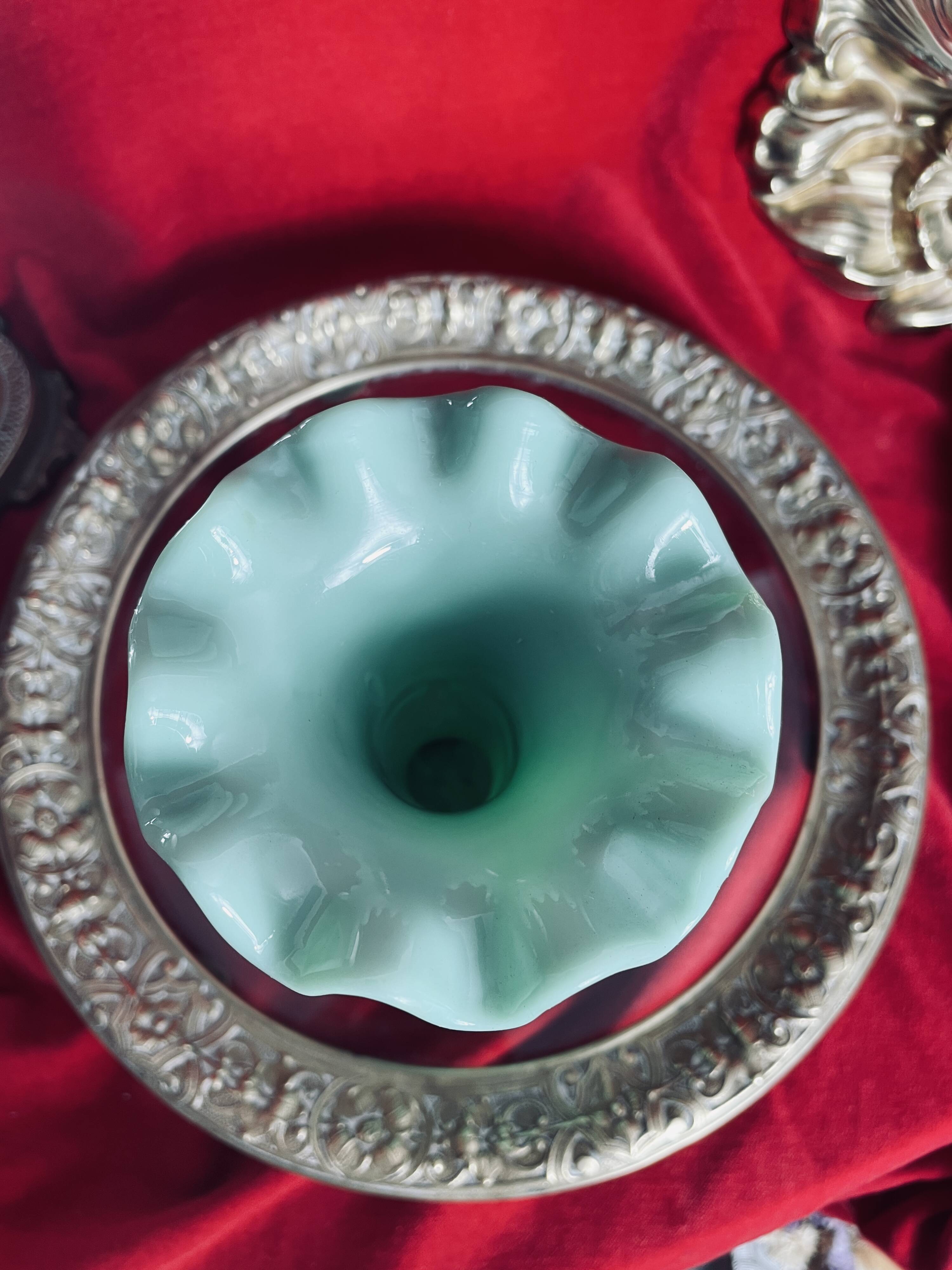 Old green opaline vase