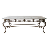 Table basse artisanale en fer forgé et verre