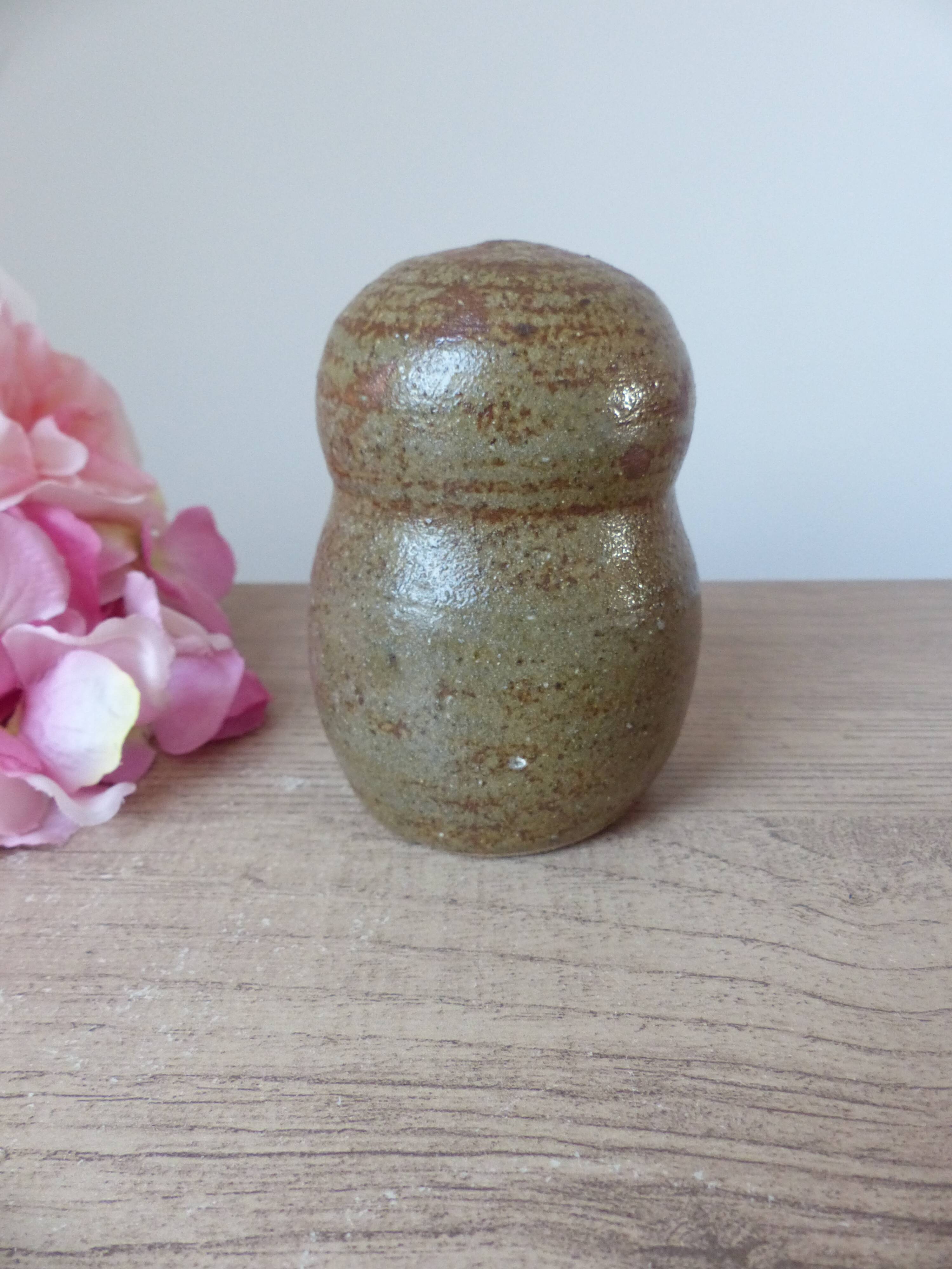 Pyrite Stoneware Owl Candle Holder, Vintage Pottery Owl Fragrance Burner