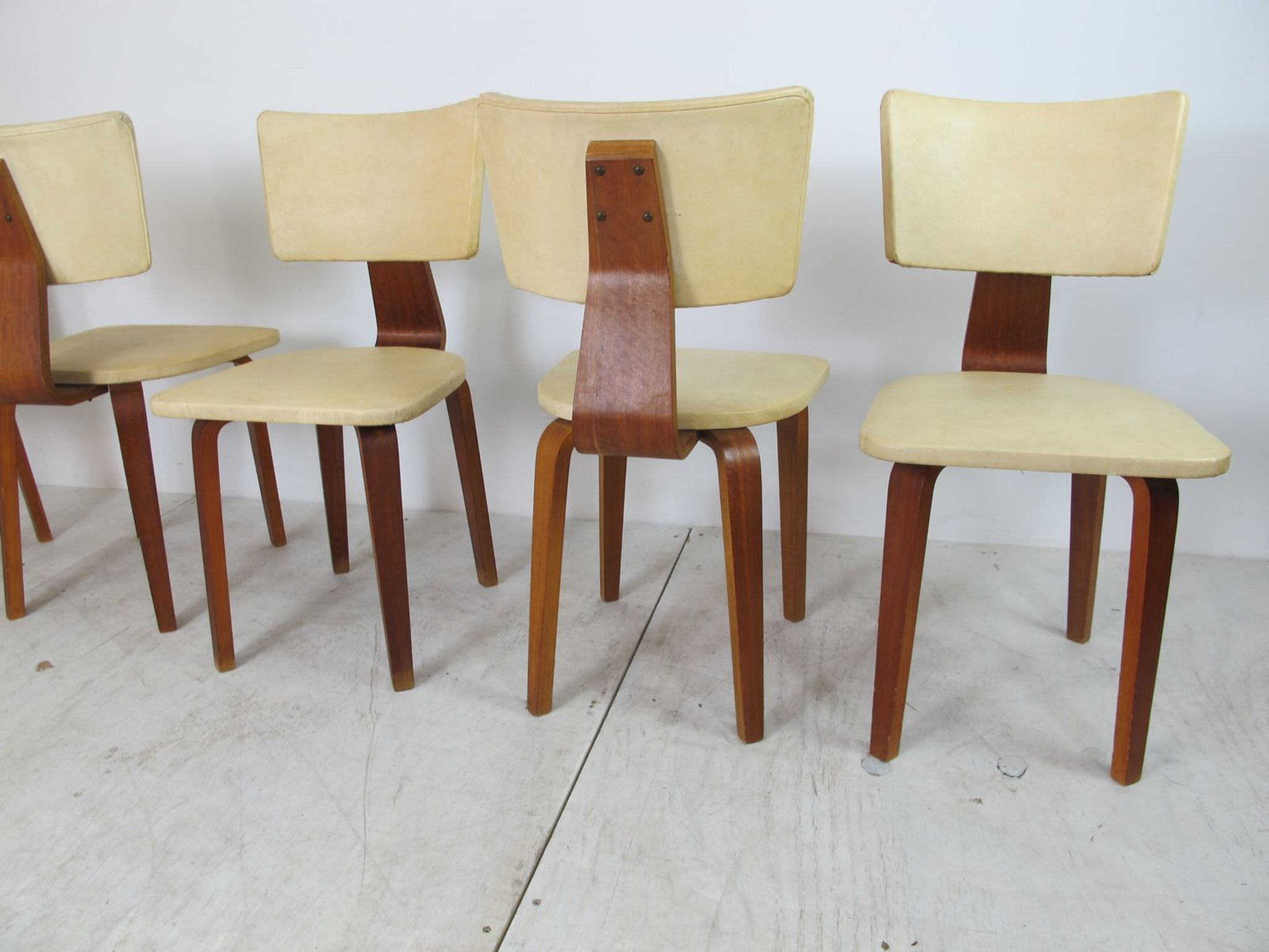 Set of 6 mid-century vintage plywood lounge chairs by Cor Alons for Gouda den Boer