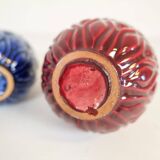 Blue and red peacock vases Midcentury Sven Erik Skawonius Upsala Ekeby, 1950s