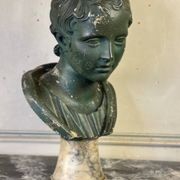 Young Boy, Plaster Bust with Green Patina, Circa 1900