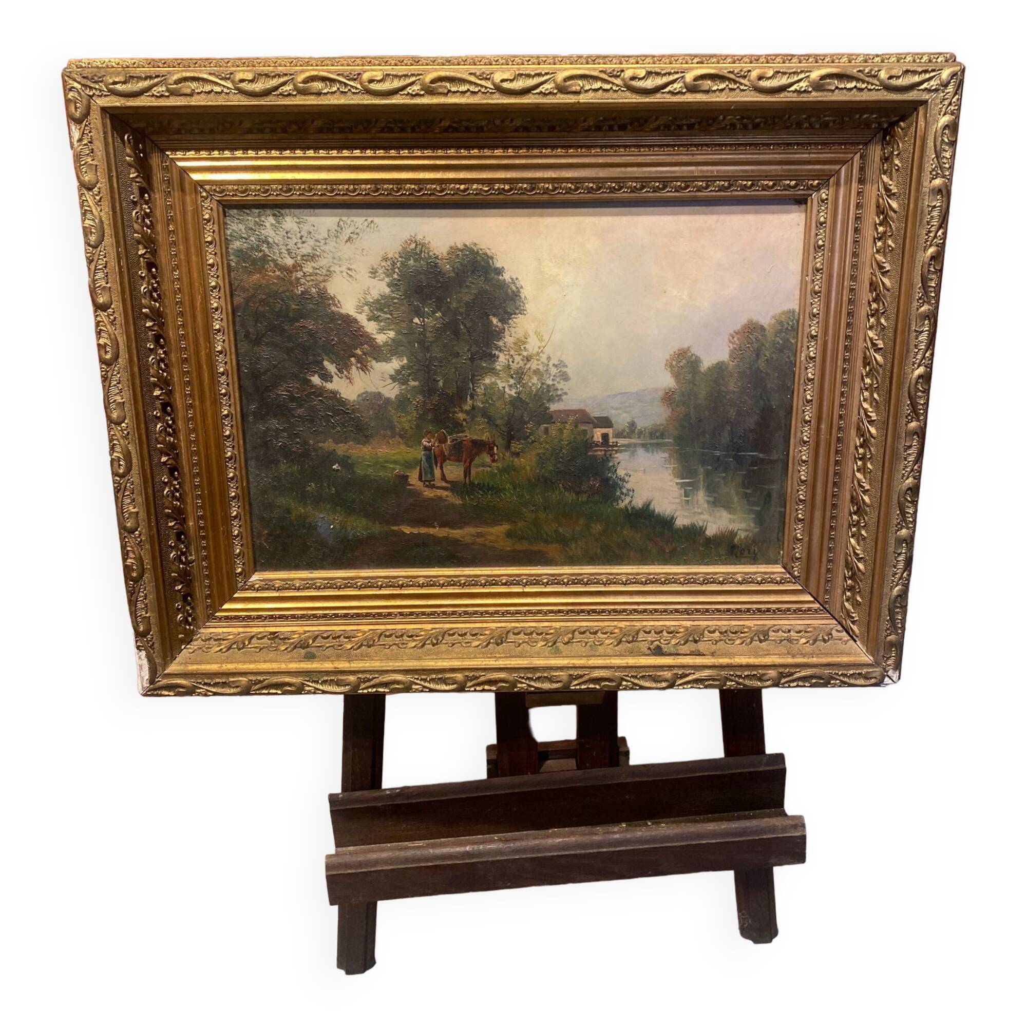 Huile sur toile encadrée paysage