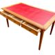 Bureau plat style Louis XVI réversible 6 tiroirs cuir rouge