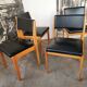 Set of 4 chairs scandinavian style wood and skaï black