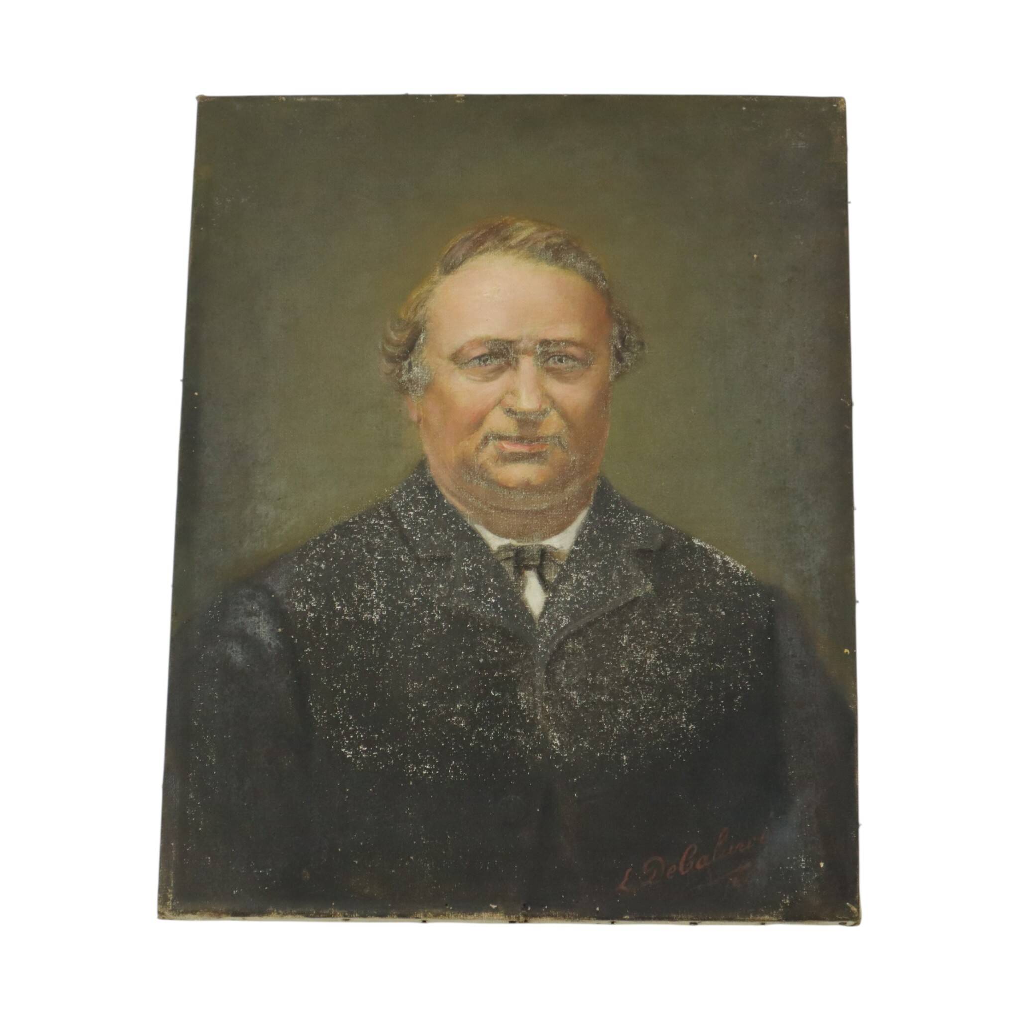 Antique Painting Portrait of a Man Signed Early 20th Century