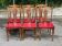 6 Art Deco dining chairs in solid wood and burgundy leather, 1950s