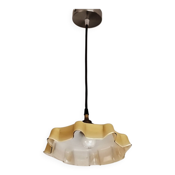 Suspension électrifiée avec un abat-jour galette verre dépoli opaq