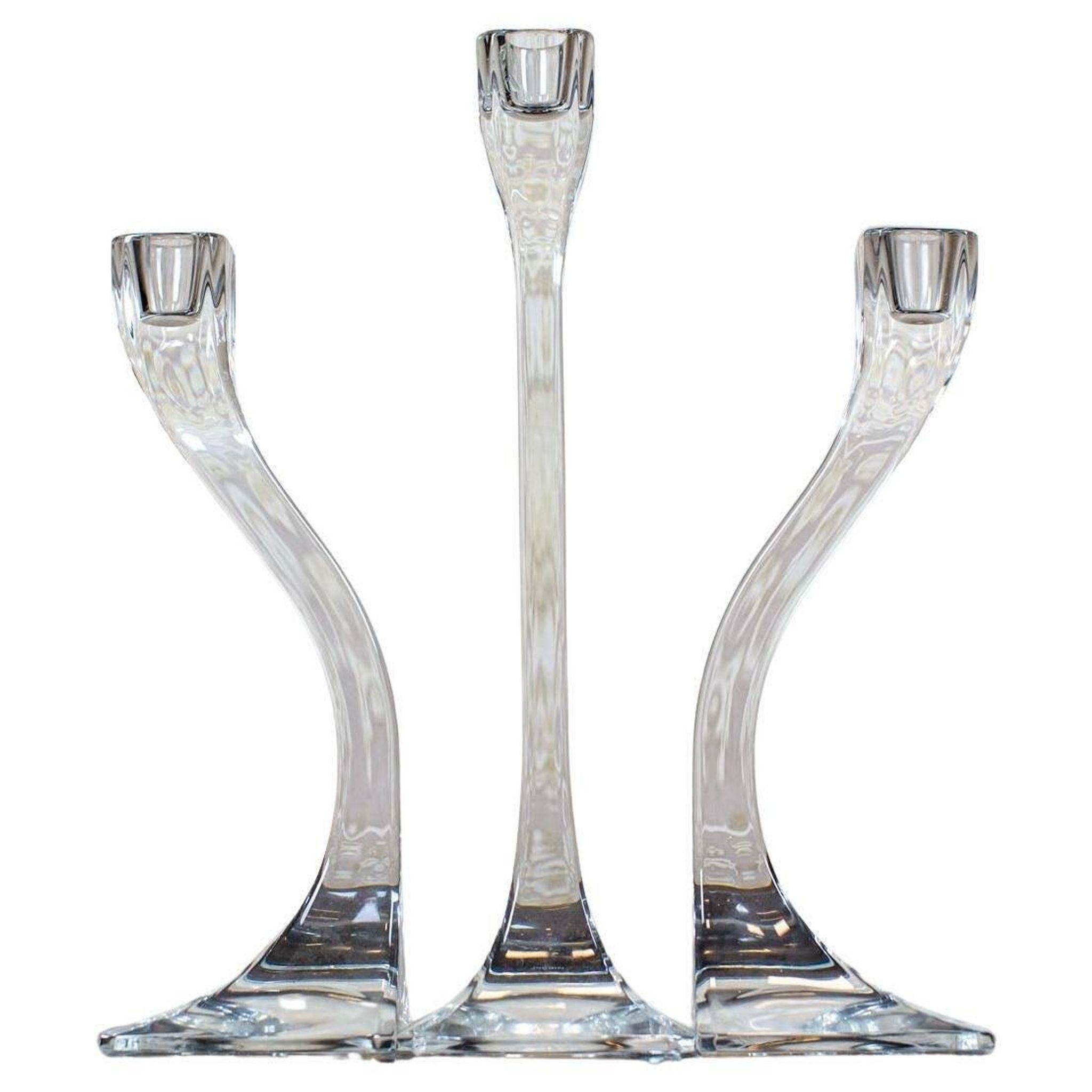 Bougeoirs en verre vintage, années 1950, ensemble de 3