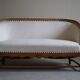 Sculptural 2-seater canapé in oak and wool, Danish "Skønvirke" style, 1920s.