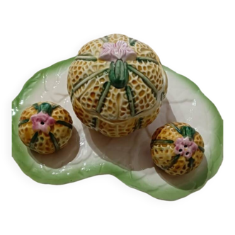 Salt and pepper display melon in slip