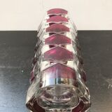 Designer transparent & red glass vase made in France vintage