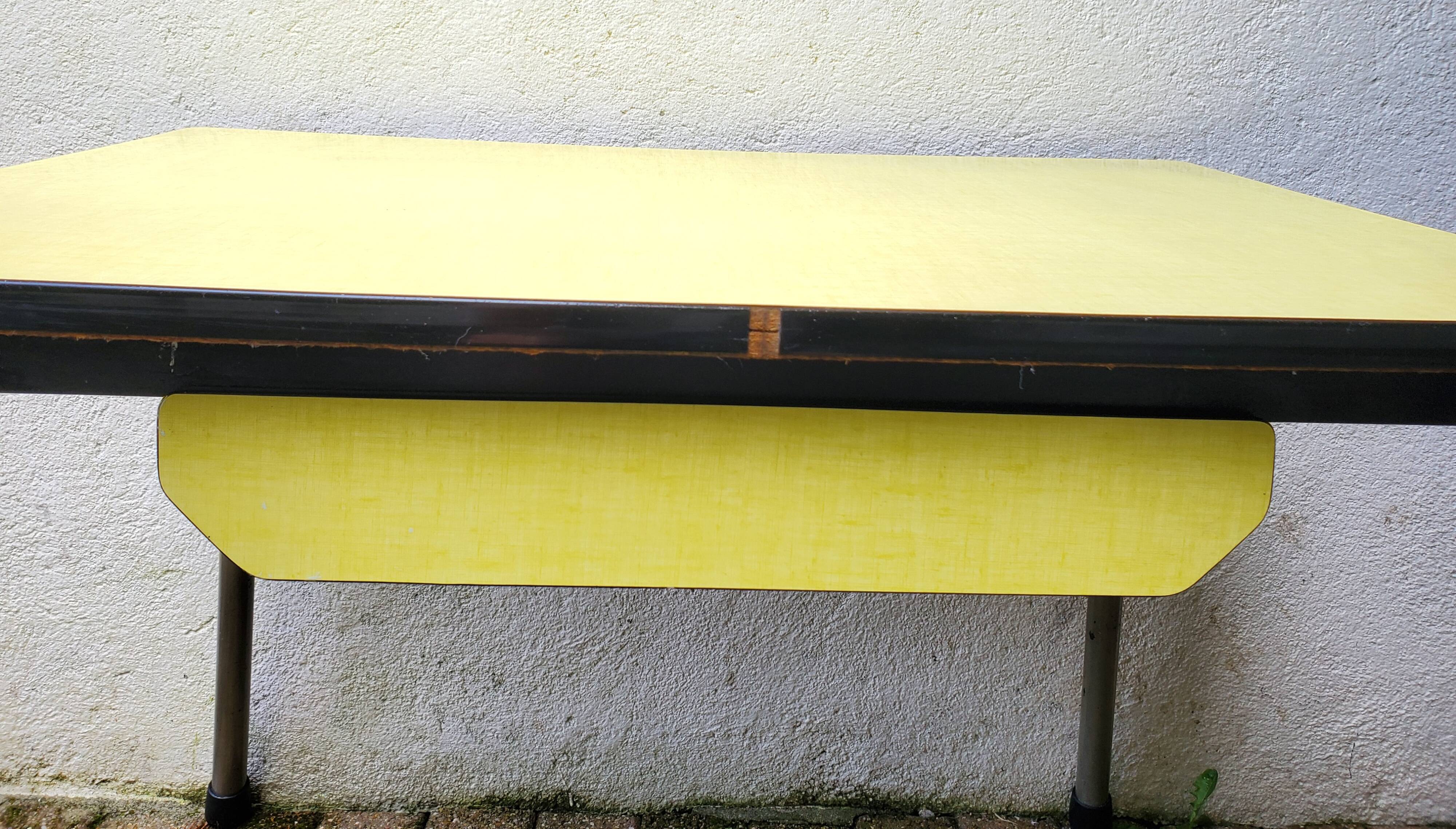 Yellow formica table 1960