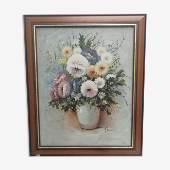 Oil on canvas bouquet of flowers