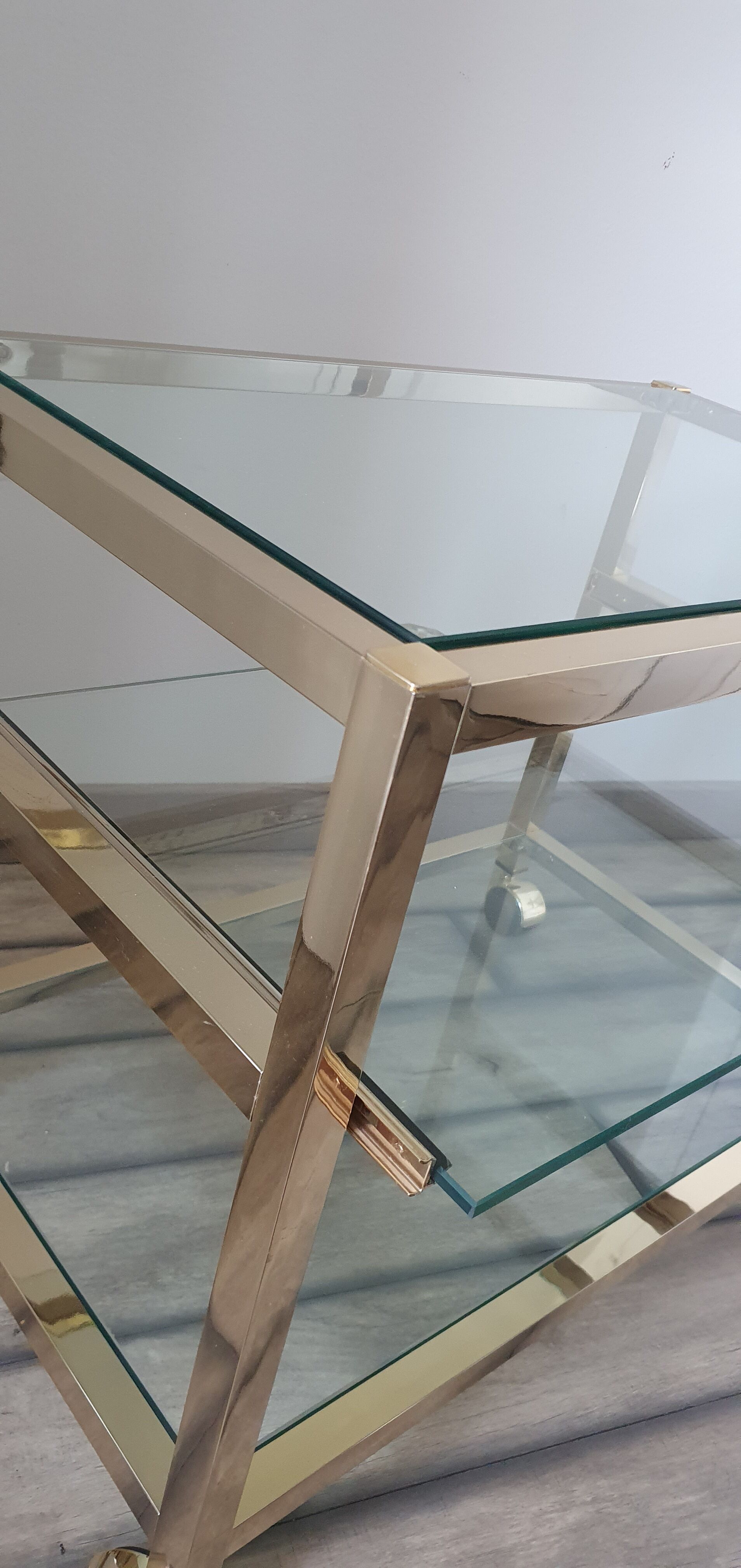 Metal and glass serving trolley