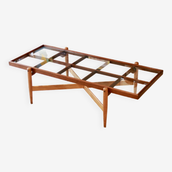Mid-century rosewood coffee table and glass top